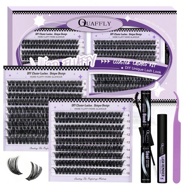 DIY Eyelash Extensions Kit, 360 Piece D-Curl Individual Eyelash Set, Natural Eyelash Curler, 8-16MM Mixed Length Individual Eyelash Set With Eyelash Bond And Seal Eyelash Remover, Eyelash Tweezers For DIY Eyelash Extensions At Home
