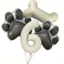 狗狗生日派对气球数字 1-9，适合生日派对、爪子和骨头形状宠物庆祝装饰