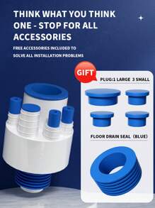 Multi-Functional Drain Cover, Kitchen Sink Drain Stopper & Sewer Backflow Preventer, Odor-Proof Sealing Device For Bathroom - Blue and White - View 6