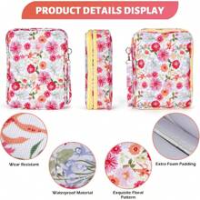 AHIBIO - Funda bíblica para mujer, funda bíblica de doble capa para niñas, bolsa floral grande con múltiples bolsillos, funda de transporte para estudio bíblico, protector de libro (floral) - Floral-blanco - Ver 12