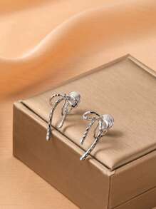 1 para eleganckich kolczyków z kokardką dla kobiet, kolczyki do uszu z klipsem, odpowiednie do codziennego noszenia i jako prezent