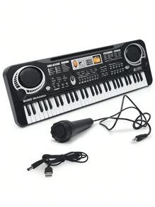 Teclado de piano musical digital de 37/61 teclas, instrumento musical electrónico portátil, teclado multifuncional con micrófono como regalo (Negro) - Negro - Ver 12