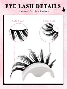 5 Pairs Spikey Manga Lashes Anime False Eyelashes Wet Look Cat Eye Lashes Cartoon Eyelashes Dramatic Fake Lashes Wet Wispy Winged Manga Eyelashes Fox Eye Lashes Japanese Cosplay, Dense Pointed Thailand-Style Lashes Makeup Tool - 黑色 - 查看 7