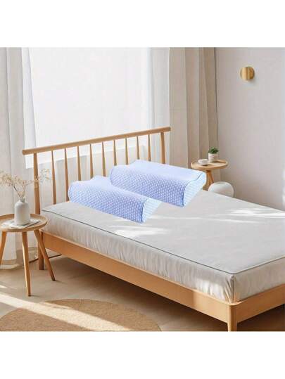 1pc Bamboo Memory Foam Sleep Kussen Contoured Cervical Orthopedic Neck Support Breath Shoulder Relax, Adjustable Ergonomic Contour Pillow, Back Stomach Side Sleepers, Removable Hoes view 3