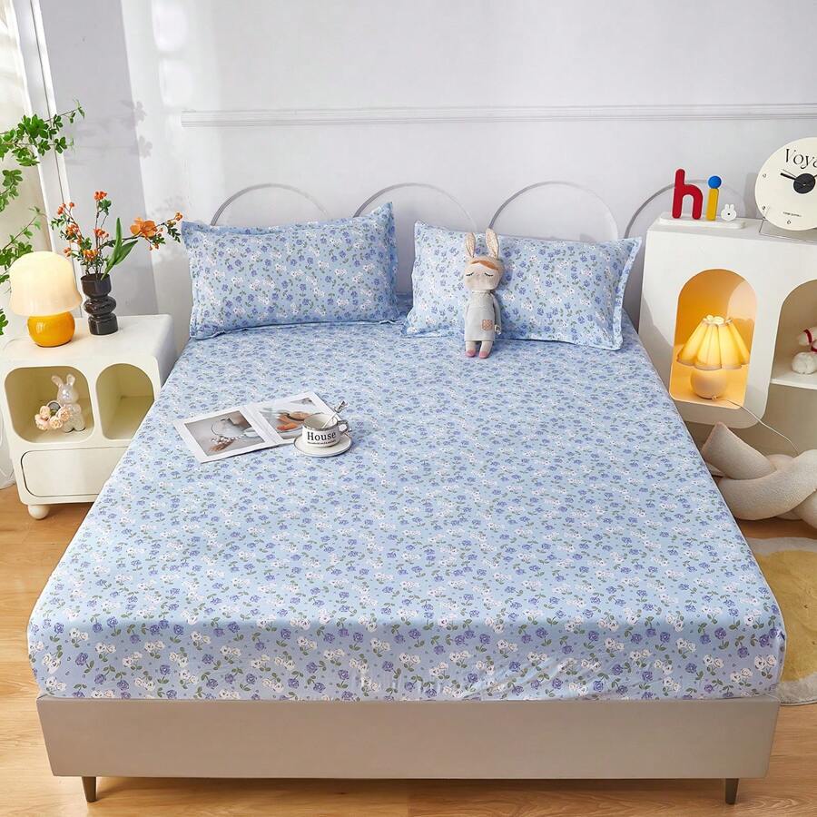 3 件套床上用品 - 印花床笠套装（含枕套，无填充物），100% 涤纶面料印花床笠，可洗，现代简约家居床上用品 - 誘人草莓 - 查看 1