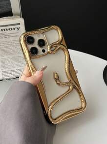 New Fashionable Gold Plated 3D Creative Hollow Snake Design Sturdy Anti-Drop Protective Case Compatible With Iphone 16 ProMax Waterproof Shockproof Scratch Resistant