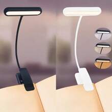 Book Light USB Rechargeable Reading Light Warm Cool White Daylight Portable Flexible Easy Clip Night Reading Lamp - 3 Colors Dimmable - View 2