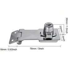 1 Set Of Heavy Duty Stainless Steel 2-In-1 Locks With Plates - Keyed Entry For Desks, File Cabinets, Closets | 90 Degree Buckle Lock With Keys Included - Ideal For Home, Office And Hotel Security