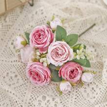 1/2pcs Artificial Rose Bouquet - Premium Real Touch Roses For Wedding/Valentine's Day, DIY Bridal Bouquet & Home Decor, Romantic Centerpiece For Party/Mother's Day Gift (Deep Red/Blush Pink)