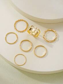 7pcs Fashion Minimalist Ladies Ring Set, Casual For Vacation, Date, Party, Daily Matching (No Box)