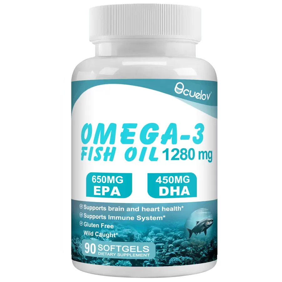 Bcuelov Immune, Brain & Heart  Supports - Omega-3 Fish Oil Softgels - With EPA & DHA - 90 Softgels - 1瓶 - 查看 1