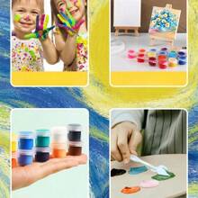 12-Color Paint Kit + 2 Paintbrushes Set, Suitable For Adult Crafts, Models, Decorations, Home Decor, Painting. | 60-Color Acrylic Paint Set With Paintbrushes, Palette, Disposable Apron, Containers - Perfect Gift For Home, Birthday, Classroom Parties (Random Colors),Back To School