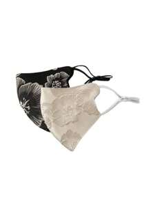 1 件女士 3D 浮雕牡丹花时尚口罩，高端时尚防风透气，可调节耳挂，3D 防风设计，适合春秋季节