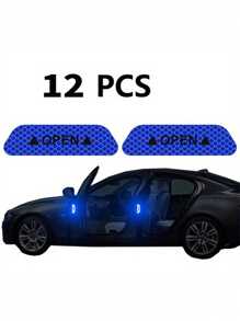 4pcs Reflective Car Door Warning Stickers, Anti-Collision Decals With Open Sign, Night Reflective High Temperature Decorative Stickers