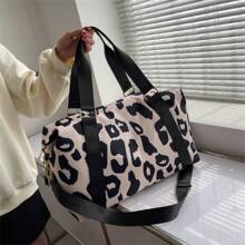 1pc Large Capacity Cow Pattern Oxford Cloth Handbag,Women's Waterproof Tote Shoulder Bag With Wet & Dry Separation, Travel Bag