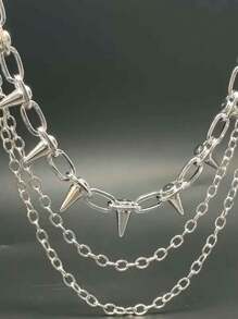 1 件装欧美万圣节热销金属铆钉几何多层腰链男士配饰