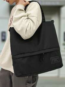 Tote Bag, Shoulder Bag For Men, Cloth Bag, Shopping Bag, Men's Shopping Bag, Beach Bag, Reusable Bag, Travel Bag, Suitable For University, School, Outdoor, Holiday, Essential, Lightweight, Large Capacity, Autumn, Christmas, Shopping, Laptop Bag, Thanksgiving, Winter, Wallet, Storage Bag, Gym Bag, Black, Hiking, Multifunctional, Outdoor, Fashion, Casual, Travel, Gift For Friends, Valentine's Day, Peach Tree - Multicolor - View 6