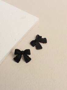 1 Pair Fashionable Black Bow Design Stud Earrings, Personalized Earrings For Women