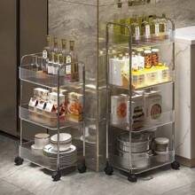 1 Pc Multi-Tier Wheeled Rolling Cart With Handles, Multifunctional Storage Rack For Office, Bathroom, Kitchen, Mobile Storage Organizer Outdoor Decor - Multicolor - View 6