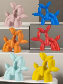 1pc Handmade Resin Balloon Dog Statue Ornament - Cute White Animal Sculptures For Home Decoration And Valentine's Day Gifts, Birthday Gifts Graduation
