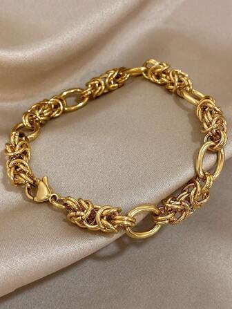 1 st runt sammankopplande flerskiktskedjaarmband, blekningsbeständigt 18K guldpläterat rostfritt stål smycke för kvinnor flickor man, mamma present jul thanksgiving halloween bröllop rave/bal/fest/daglig accessoarer present till årsdag alla hjärtans dag bohemiska smycken födelsedag brudtärnepresenter