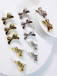 10pcs/Set Girls Kids Hair Clips Mini Bow Hair Accessories, Cute & Sweet, Versatile For Daily Wear, Gold & Silver Color