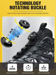 Obrotowe buty robocze z noskiem stalowym, modne buty sportowe męskie/damskie, odporne na rozbicie, antyprzebiciowe, wygodne buty robocze z poduszką powietrzną, oddychające buty robocze męskie/damskie, buty robocze ochronne męskie/damskie - Czarne - Zobacz 11