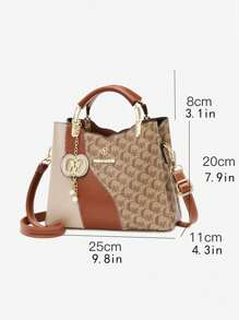 Women's Large Capacity Letter Pattern Fashion Tote Bag - Brown - View 4