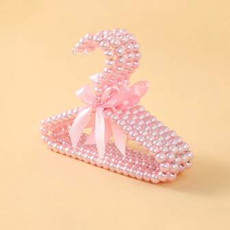 3 件装儿童珍珠蝴蝶结衣架，宠物狗猫衣架，珍珠衣架适用于小型服装存储，儿童服装，宠物用品