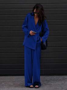 Completo Coordinato In Velluto A Due Pezzi Con Top Con Zip E Pantaloni A Gamba Larga P1065760