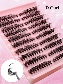 Asiteo Asiteo 200 Piezas de pestañas individuales rizado en D 30D forma de ojo de gato de 8-16mm de longitud mixta, pestañas postizas rizadas y esponjosas segmentadas en espinas para extensiones de pestañas