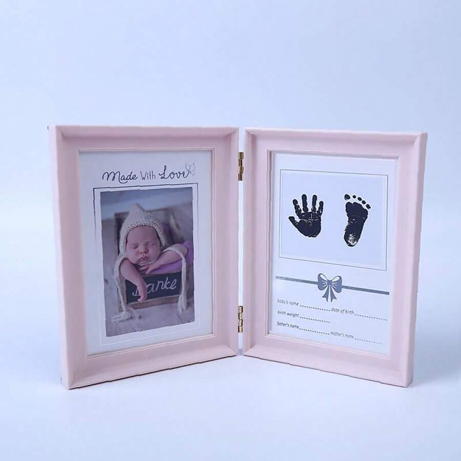 1pc Baby's Milestones Photo Frame, Random Footprint & Handprint Design Baby Shower Easter Gifts Things For Girls/Boys