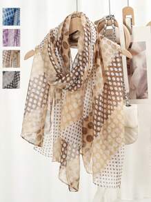 1pc Casual Polka Dot Printed Scarf, Shawl - Multicolor - View 10