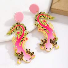 1 paire de boucles d'oreilles en acrylique à motif de gecko mode, convenant pour un port quotidien pour femmes