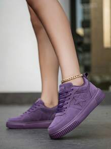 Nuevas zapatillas casuales de mujer con patrón de estrella y nudo delantero, calzado deportivo ligero y versátil para exteriores y senderismo de moda