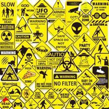 50 pièces Autocollants d'avertissement de dessin animé, autocollants drôles d'interdiction de danger pour planche à roulettes, guitare, ordinateur portable, moto, voiture, jouet classique, décalcomanies cool, fournitures scolaires, rentrée scolaire