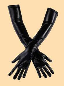 1 Pair Unisex Solid Color Spandex Full Finger Gloves, Soft & Comfortable, Suitable For Performance, Dance, Stage, Party, Cosplay - Multicolor - View 2