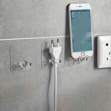 15 个透明墙钩，用于电源插头，休闲塑料自粘式无钻无痕电缆管理挂钩，抛光壁挂式，易于安装实用整理器 - 适合家庭和办公室！ - 彩色 - 查看 9