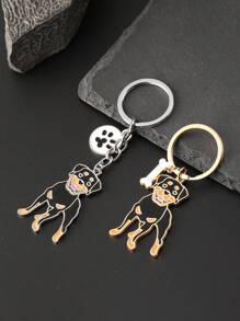 1 pieza Llavero de aleación con dije de perro mascota Rowena para hombres, anillo de llave de coche, mejor regalo para amigo, colgante para mochila