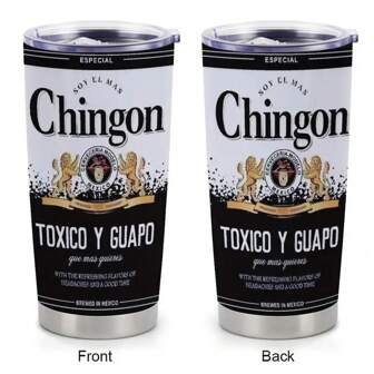 1 Pc Mexico Chingon Mark 20oz Stainless Steel Insulated Cup With Lid Flat Bottom - Insulated, Shattered, Leak Proof - Reusable, Multipurpose, Hand Washable Only - Perfect For Coffee, Outdoor - Unique Gift For Family And Friends Back To School