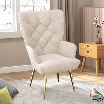Nalupatio Armchair Tub Chair Living Room Armchair,High Back With Gold Legs Comfy Chair Velvet Chair Accent Chair Cozy Arm Chair, Reading Chair Bedroom Chair Relax Chair