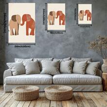 Deux éléphants simples de couleurs différentes. Grande peinture murale encadrée en bois, décoration d'intérieur, peinture à l'huile - Chambre, salle de bain, salon, bureau, cuisine, cadeaux de Noël - 1 pièce