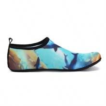 1 Pair Men Sports Quick-Dry Water Shoes, Outdoor Soft Bottom Anti-Slip Drainage Swim Pool Beach Aqua Socks Printed Flat Surfing Diving Swimming Shoes, Unisex Slip-On Indoor Exercise Yoga Running Gym Shoe - Multicolor - View 7