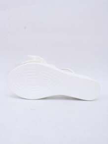 Women's Thick Sole Slip-On Sandals With Bow Decor, Casual Beach Outdoor Wear Slippers