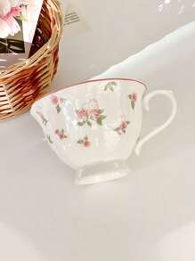 1pc Rustic Ceramic Cup & Saucer Set, French Girl Style Coffee Cup, Retro Nostalgic Milk Cup, Breakfast Cup, Latte Cup, Sweet Afternoon Tea Plate, Snack Plate, Suitable For Cafes, Tea Houses, Parties, Gifts For Best Friends