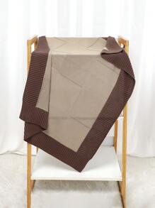 1 件婴儿针织拼布毯、婴儿襁褓包巾、幼儿厚被子 - 卡其色 - 查看 3