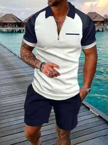 2025 Men's Comfortable & Breathable Contrast Color Casual Polo Shirt, Suitable For Spring And Summer - Multicolor - View 2