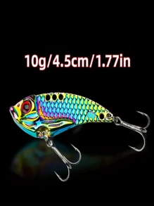 1 pieza Cebo artificial de pesca con lentejuelas de colores VIB, cebo anti-mordeduras, capa de natación completa de metal con lentejuelas de largo alcance, accesorios de pesca de agua dulce, 3g/5g/7g/10g/15g/20g, cebo artificial de pez de acero negro, adecuado para pesca de mar y pesca con señuelos