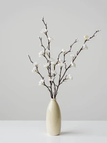 3/5/8/10/12/30 pièces Fleurs artificielles Prunier blanc Faux Wintersweet Tige longue Fleurs en plastique Décoration de maison, hôtel, bureau, mariage, fête, jardin Fleurs artificielles Remplisseur de vase en herbe artificielle Décoration d'intérieur