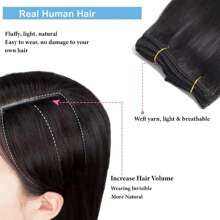 Extensiones de cabello natural humano postizas brasileñas rectas de la marca Remy, 120g, color negro, 18 pulgadas, 8 piezas - S1B - Ver 6
